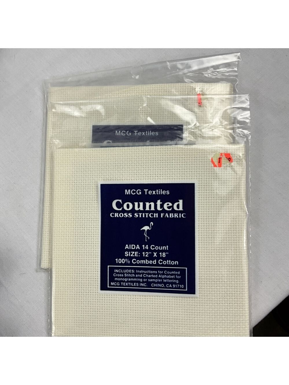 MCG Textiles AIDA Cloth 14 Count Cross Stitch Fabric 12x18 Counted 2 Pack